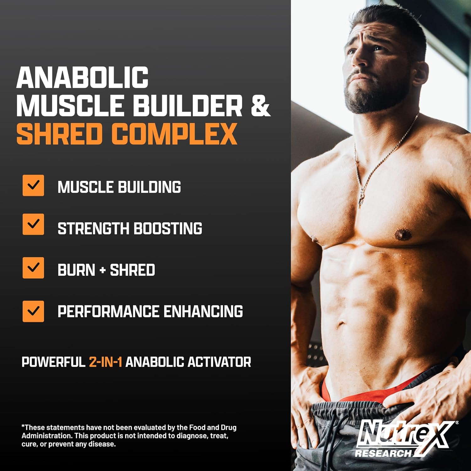 Nutrex Research Anabol Ripped - 2-in-1 Anabolic Muscle Builder & Shredding Supplement for Men (60 Count)