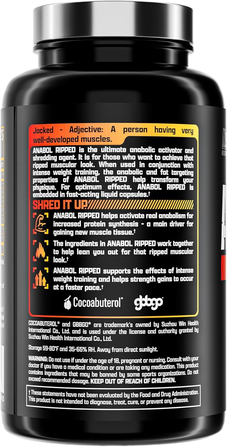 Nutrex Research Anabol Ripped - 2-in-1 Anabolic Muscle Builder & Shredding Supplement for Men (60 Count)