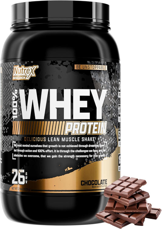 Nutrex Research Chocolate Whey Protein Powder with Digestive Enzymes - 25g Protein, Muscle Builder & Recovery Supplement for Men & Women, 2lb