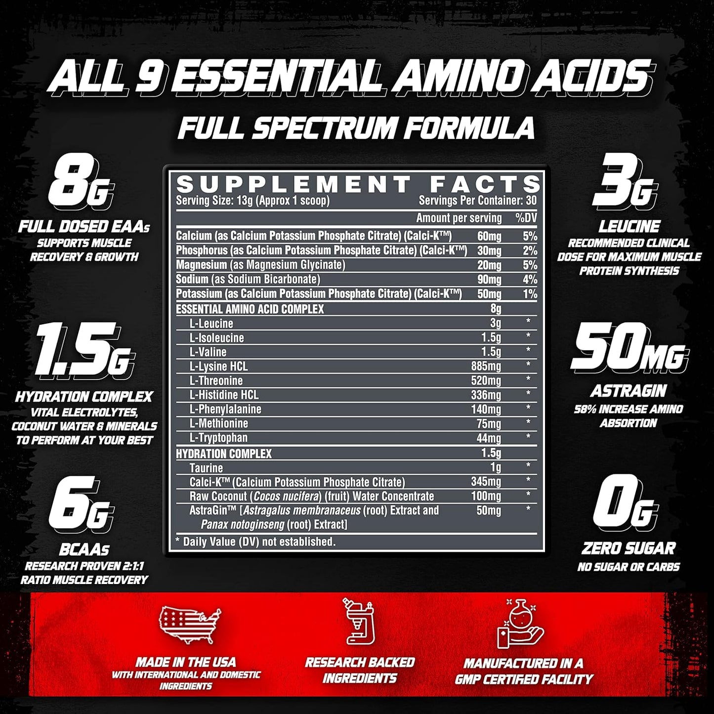 Nutrex Research EAA Hydration Fruit Punch & Creatine Monohydrate Powder - Ultimate Performance Supplement