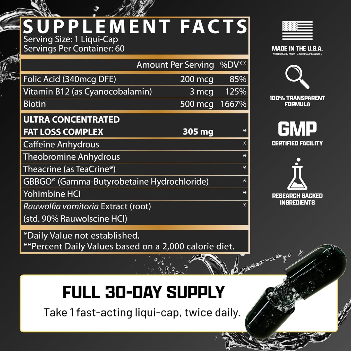 Nutrex Research Lipo-6 Black Hers Ultra Concentrate - Weight Loss Pills for Women with Hair, Skin, & Nails Support (60 Pills)