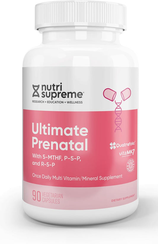 Nutri-Supreme Research Prenatal Vitamin with Methyl Folate - 90 Count Iron Capsules for Women, Kosher One-a-Day Multivitamin
