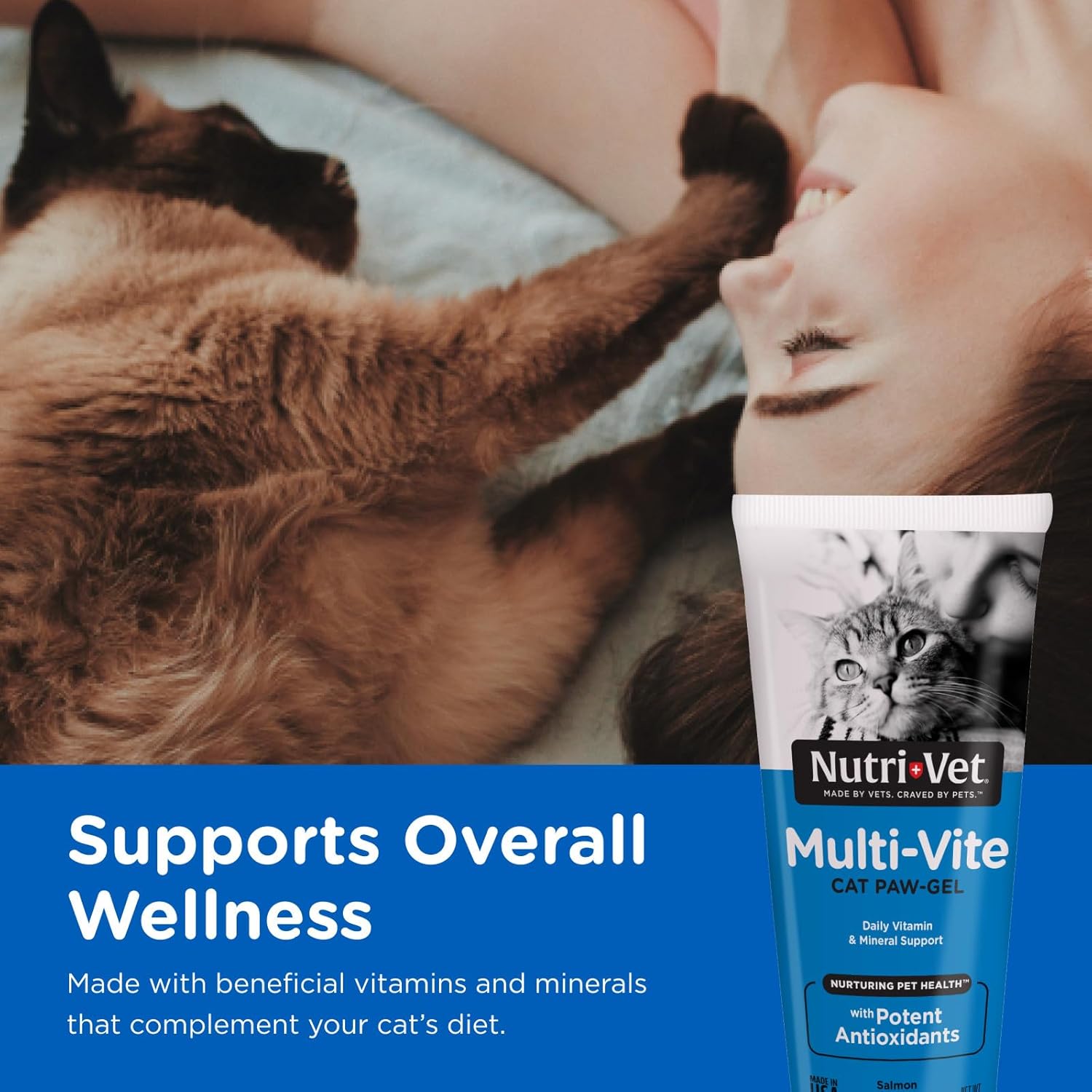 Nutri-Vet Multi-Vite Cat Multivitamin Paw Gel | Tasty & Easy-to-Give Vitamins | 3 oz Tube