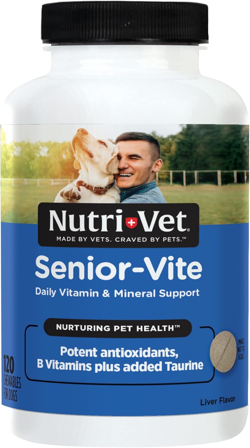 Nutri-Vet Senior Dog Vitamins - 120 Chewable Tablets for Daily Nutritional Support in Maintaining Peak Condition