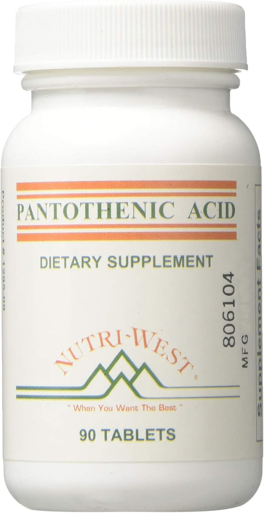 Nutri-West Pantothenic Acid Tablets - 90 Count Bottle