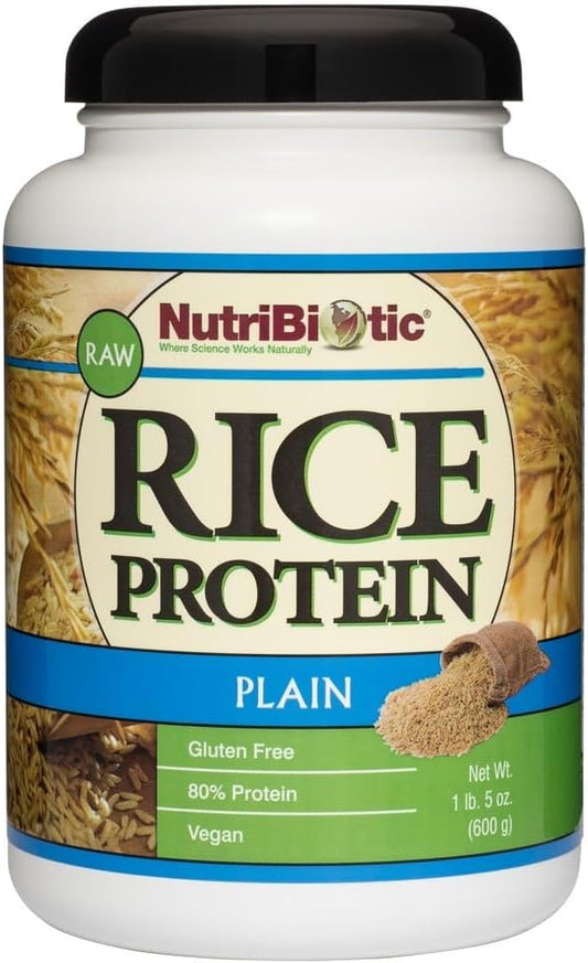 NutriBiotic Plain Rice Protein Powder - 1 lb 5 oz (600g) - Low Carb, Keto, Vegan - Non-GMO, Gluten-Free, Easy to Digest & Nutrient-Rich
