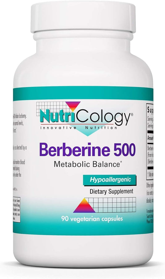 Nutricology Berberine 500mg Supplement - Metabolic Support for Healthy Cholesterol - Indian Barberry Root - 90 Vegetarian Capsules