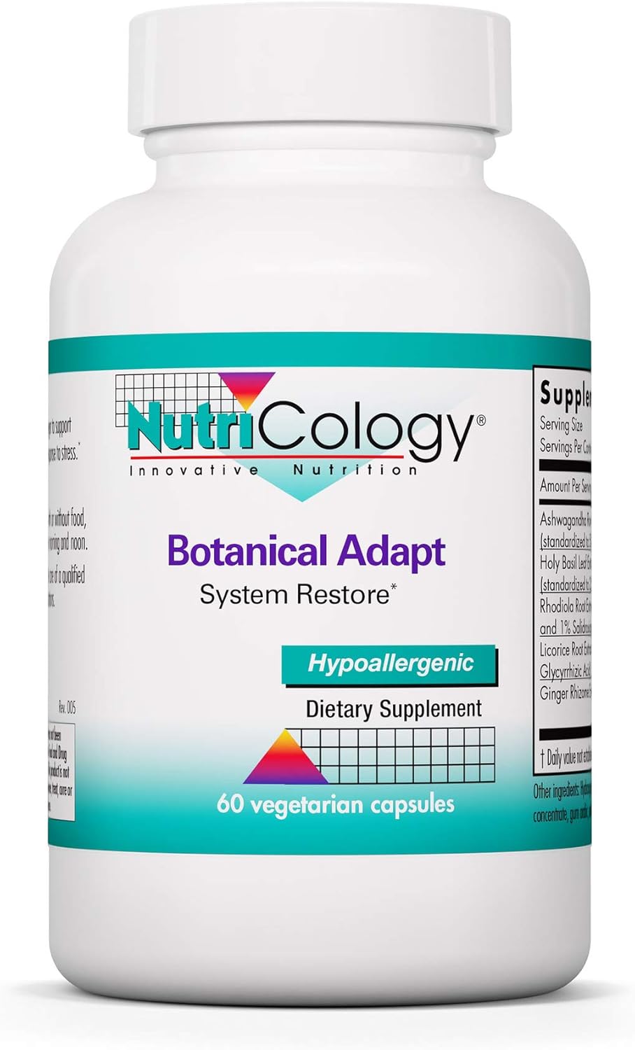 Nutricology Botanical Adapt Stress Support Supplement with Ashwagandha, Rhodiola, Holy Basil - 60 Capsules