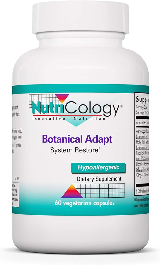Nutricology Botanical Adapt Stress Support Supplement with Ashwagandha, Rhodiola, Holy Basil - 60 Capsules