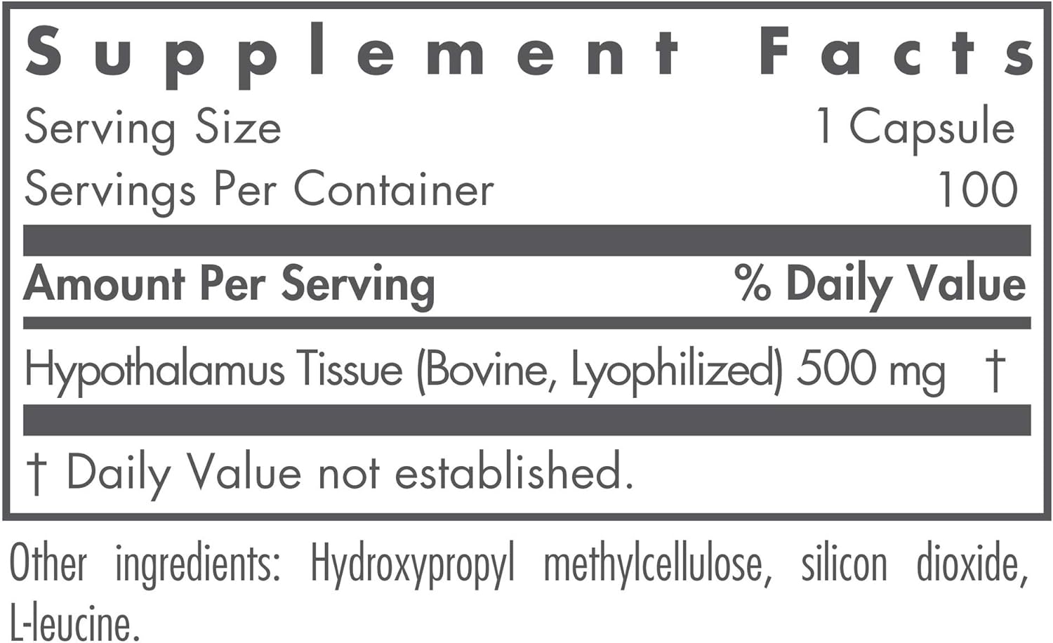 Nutricology Hypothalamus Supplement 500mg - Endocrine Support for Adrenal Health - Bovine Glandular Vegicaps (100 Count)