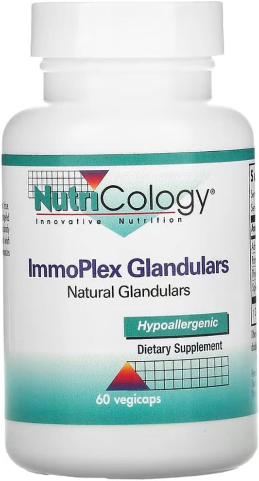 Nutricology ImmoPlex Glandulars Supplement - 60 Capsules - Pancreas, Adrenal, Thymus, Spleen, Beef Organ Complex - Bovine, Ovine, Vegetarian