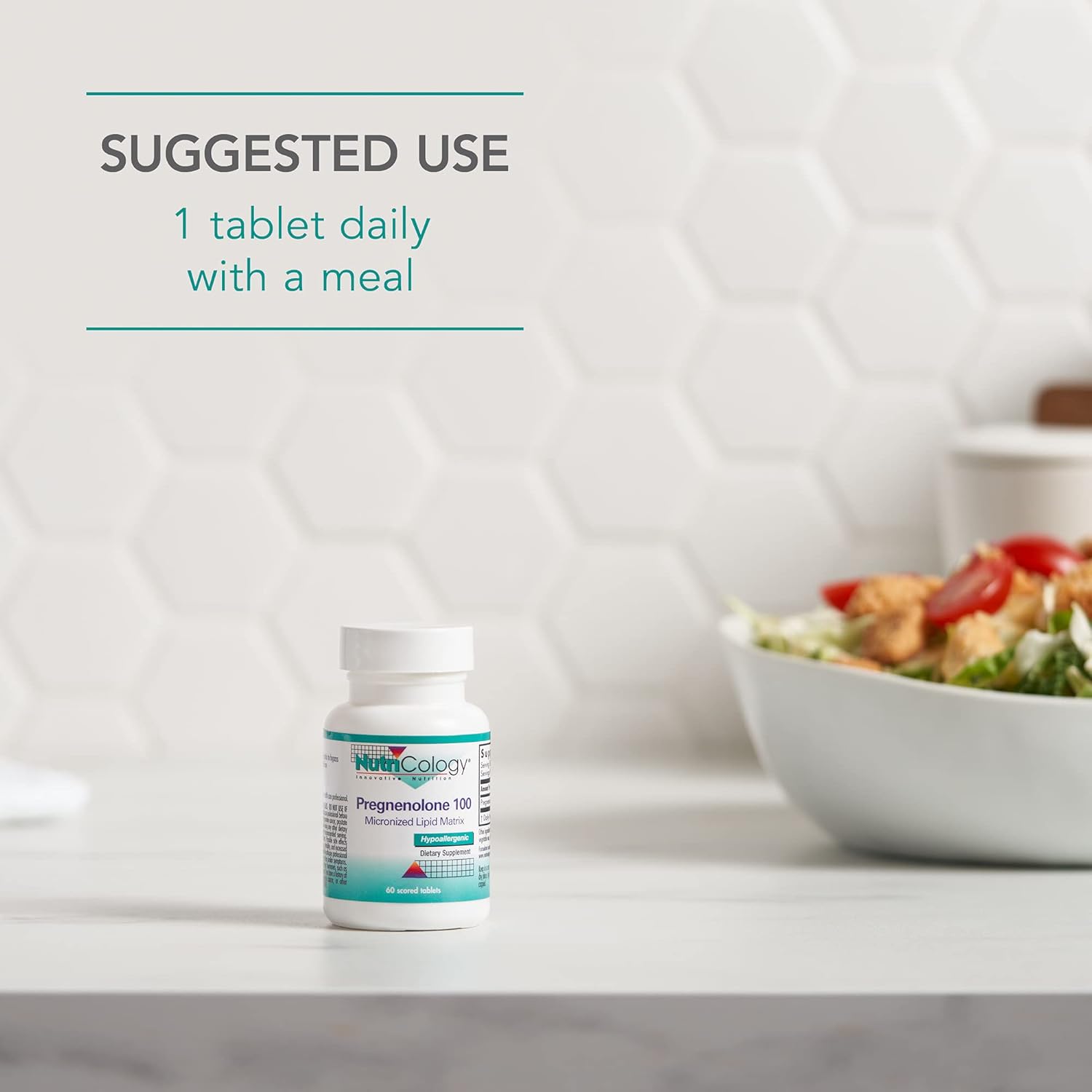 Nutricology Pregnenolone Supplement - 100mg Progesterone Tablets for Hormone & Stress Support, Non-GMO Wild Yam Derived