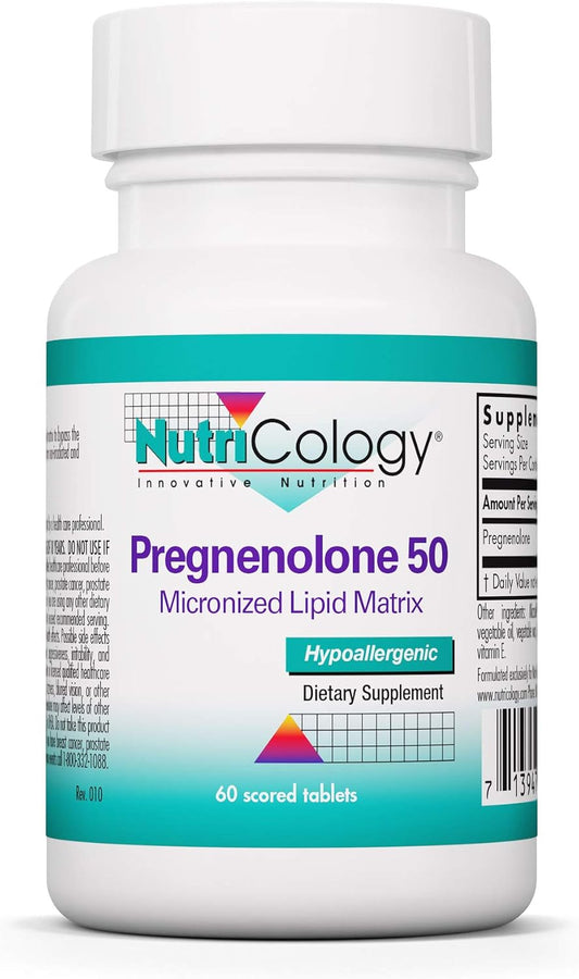 Nutricology Pregnenolone Supplement - Hormone & Stress Support Tablets, Non-GMO Wild Yam Source, 20mg, 60 Count