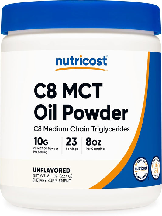 Nutricost 8oz C8 MCT Oil Powder - 23 Servings, 95% C8 MCT Oil Powder