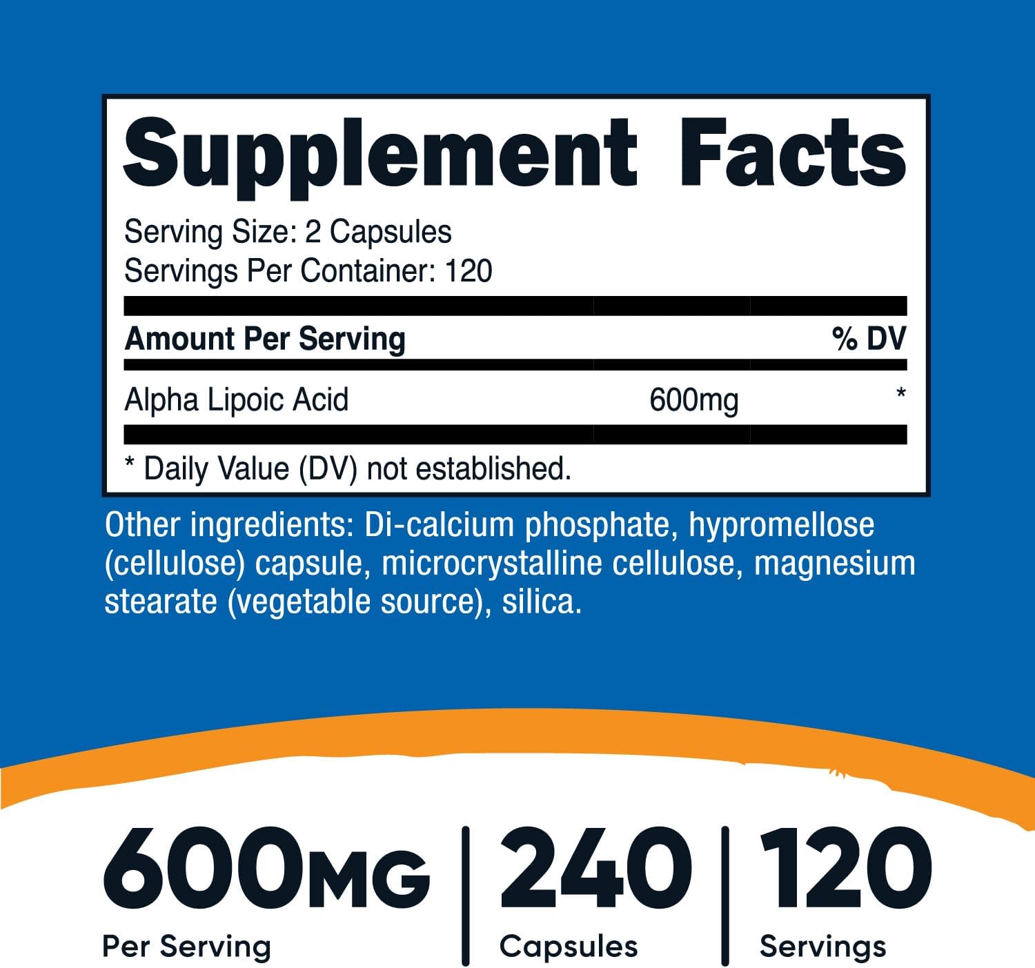 Nutricost Alpha Lipoic Acid 600mg - 240 Capsules, Gluten-Free, Vegetarian, Non-GMO, Soy-Free