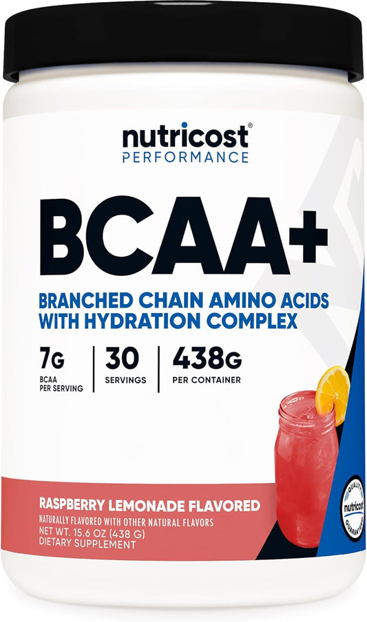 Nutricost BCAA Hydration Powder, Raspberry Lemonade Flavor, 30 Servings - BCAA with Hydration Complex - Gluten-Free, Non-GMO