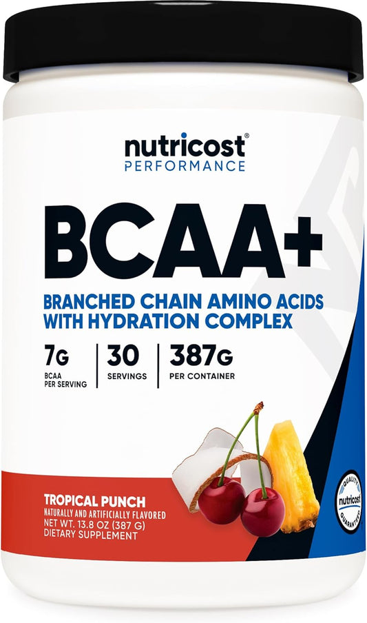Nutricost BCAA Hydration Powder Tropical Punch 30 Servings - Amino Acids Hydration Complex - Gluten-Free, Non-GMO