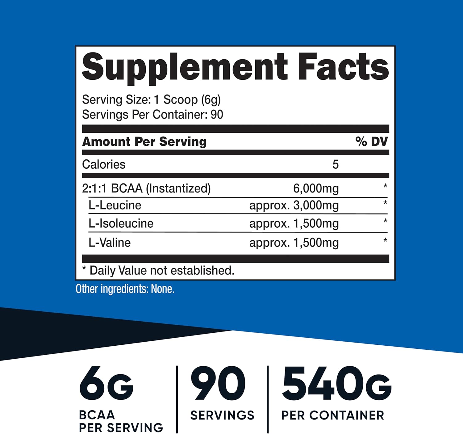 Nutricost BCAA Powder 2:1:1 - 90 Servings, Unflavored Branched Chain Amino Acid Supplement