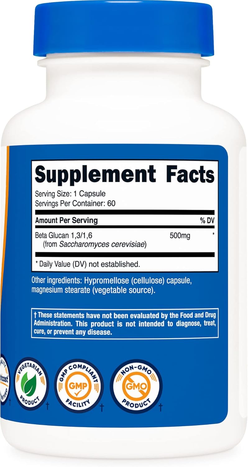 Nutricost Beta Glucan 500mg Capsules - 60 Vegetarian, Gluten-Free, Non-GMO D-Glucan Supplement