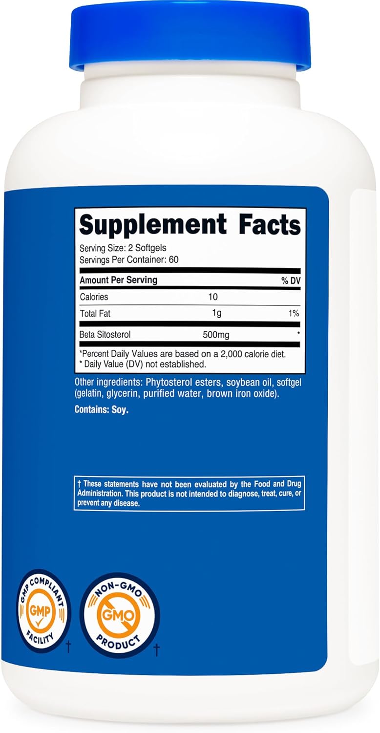 Nutricost Beta Sitosterol Softgels - 500mg, Non-GMO & Gluten Free - 120 Count, 60 Servings