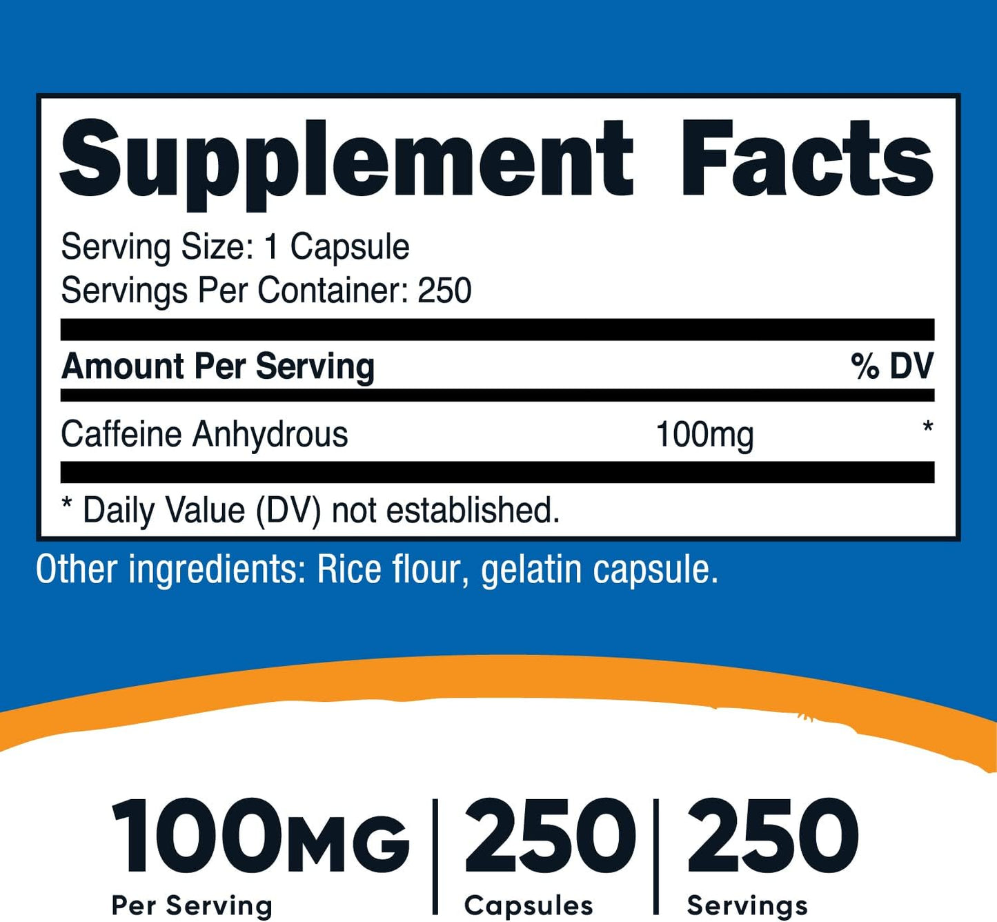 Nutricost Caffeine Pills - 100mg Per Serving - 250 Capsules (Pack of 2)