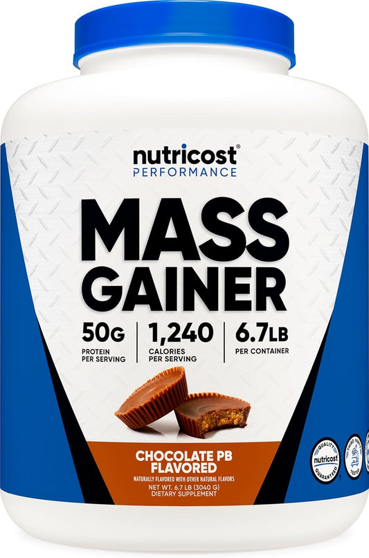 Nutricost Chocolate Peanut Butter Mass Gainer - 50g Protein/Serving, 6.7lbs - Non-GMO