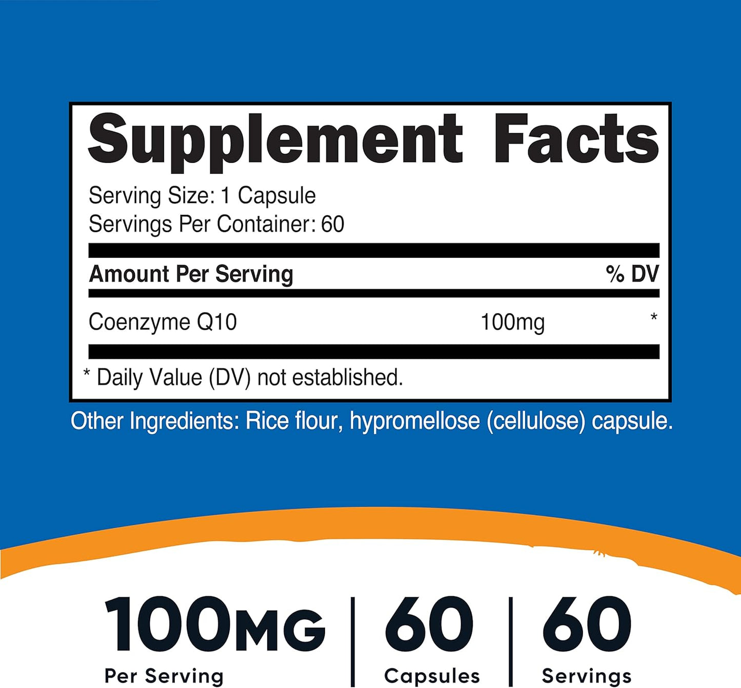 Nutricost CoQ10 100mg Vegetarian Capsules - 60 Servings of Coenzyme Q10 Supplement