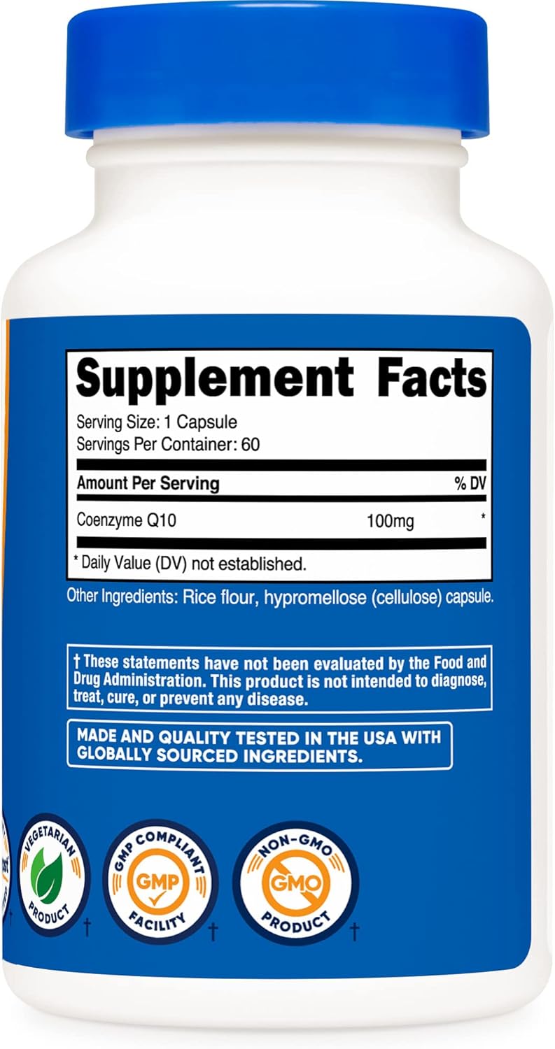 Nutricost CoQ10 100mg Vegetarian Capsules - 60 Servings of Coenzyme Q10 Supplement