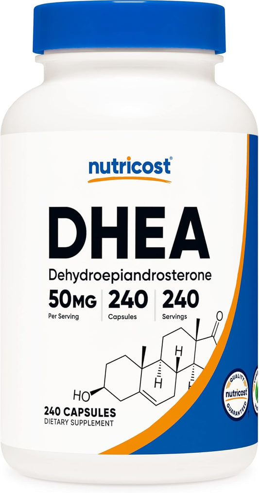Nutricost DHEA 50mg Capsules - 240 Count, Gluten Free, Soy Free, Non-GMO Supplement