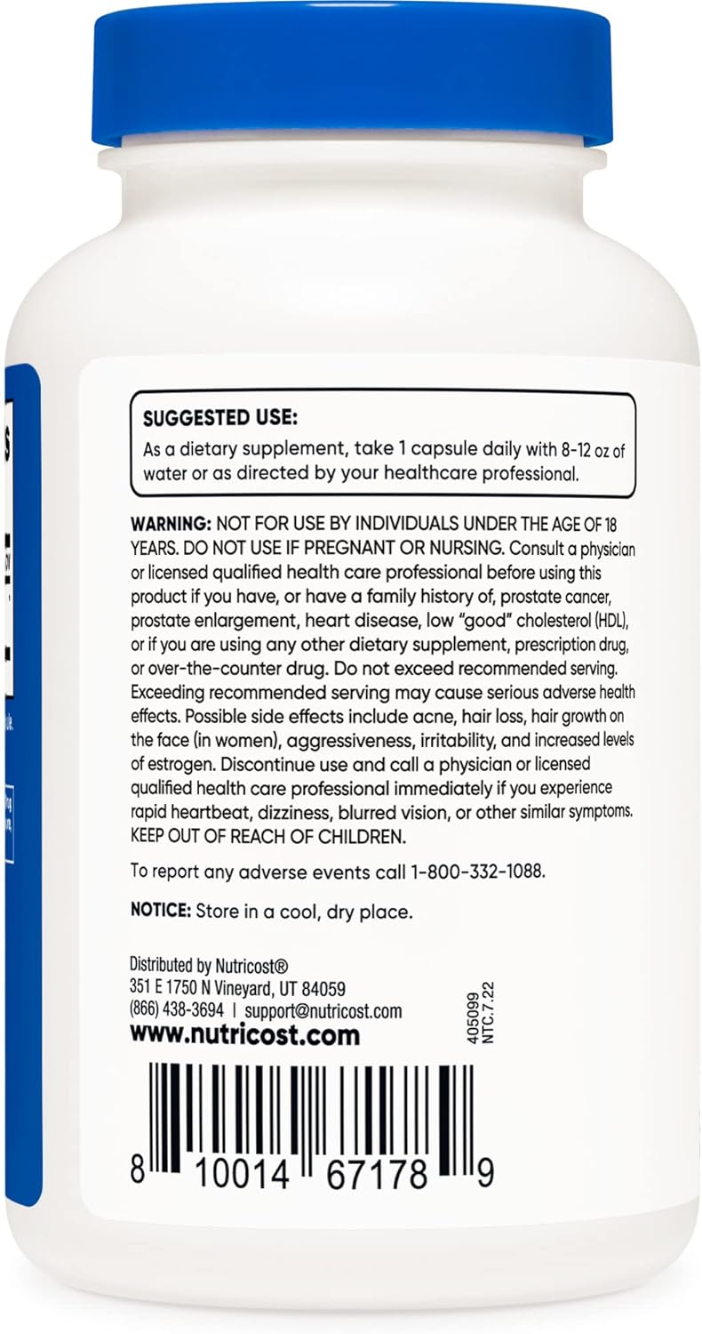 Nutricost DHEA 50mg Capsules - 240 Count, Gluten Free, Soy Free, Non-GMO Supplement