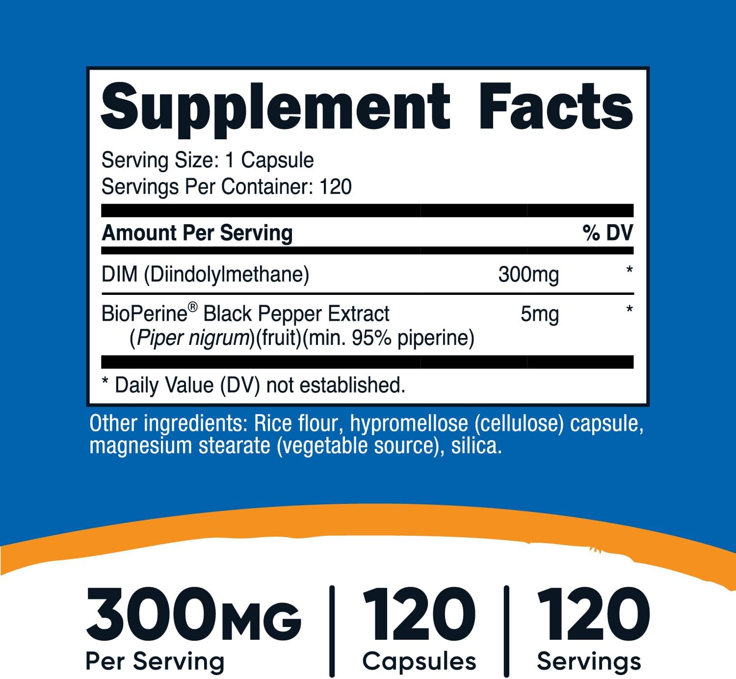 Nutricost DIM Plus BioPerine 300mg, 120 Veg Capsules - Max Strength Supplement, Up to 4 Months Supply