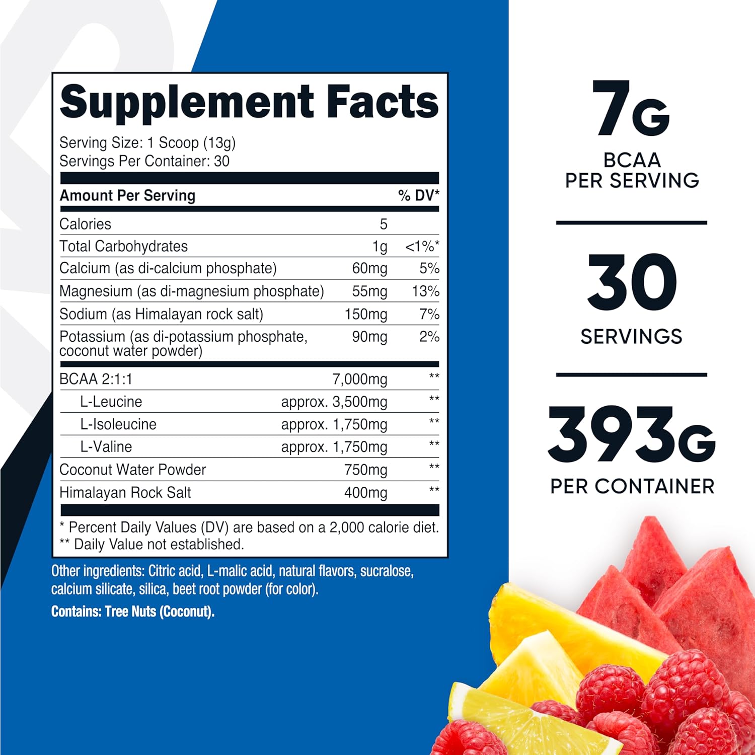 Nutricost Fruit Punch BCAA + Hydration Powder - 30 Servings, Gluten-Free, Non-GMO Formula with Branched Chain Amino Acids