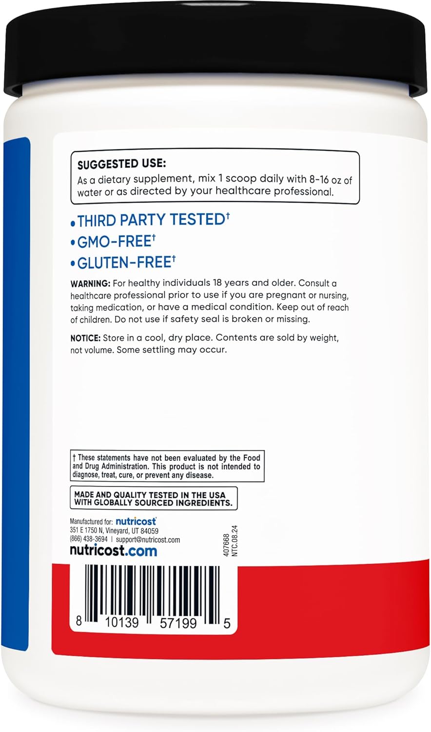 Nutricost Fruit Punch BCAA + Hydration Powder - 30 Servings, Gluten-Free, Non-GMO Formula with Branched Chain Amino Acids