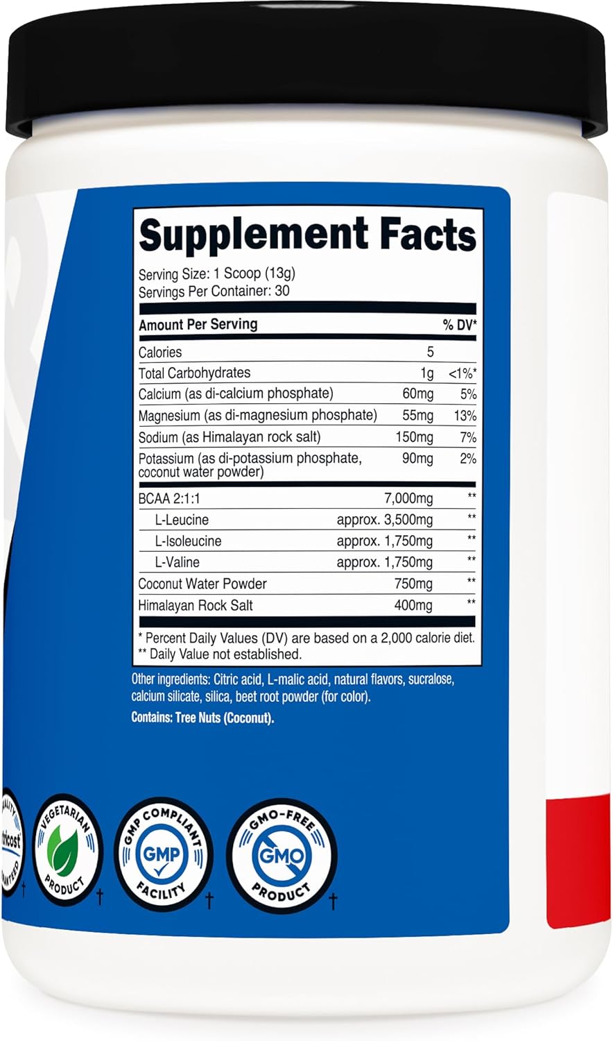 Nutricost Fruit Punch BCAA + Hydration Powder - 30 Servings, Gluten-Free, Non-GMO Formula with Branched Chain Amino Acids