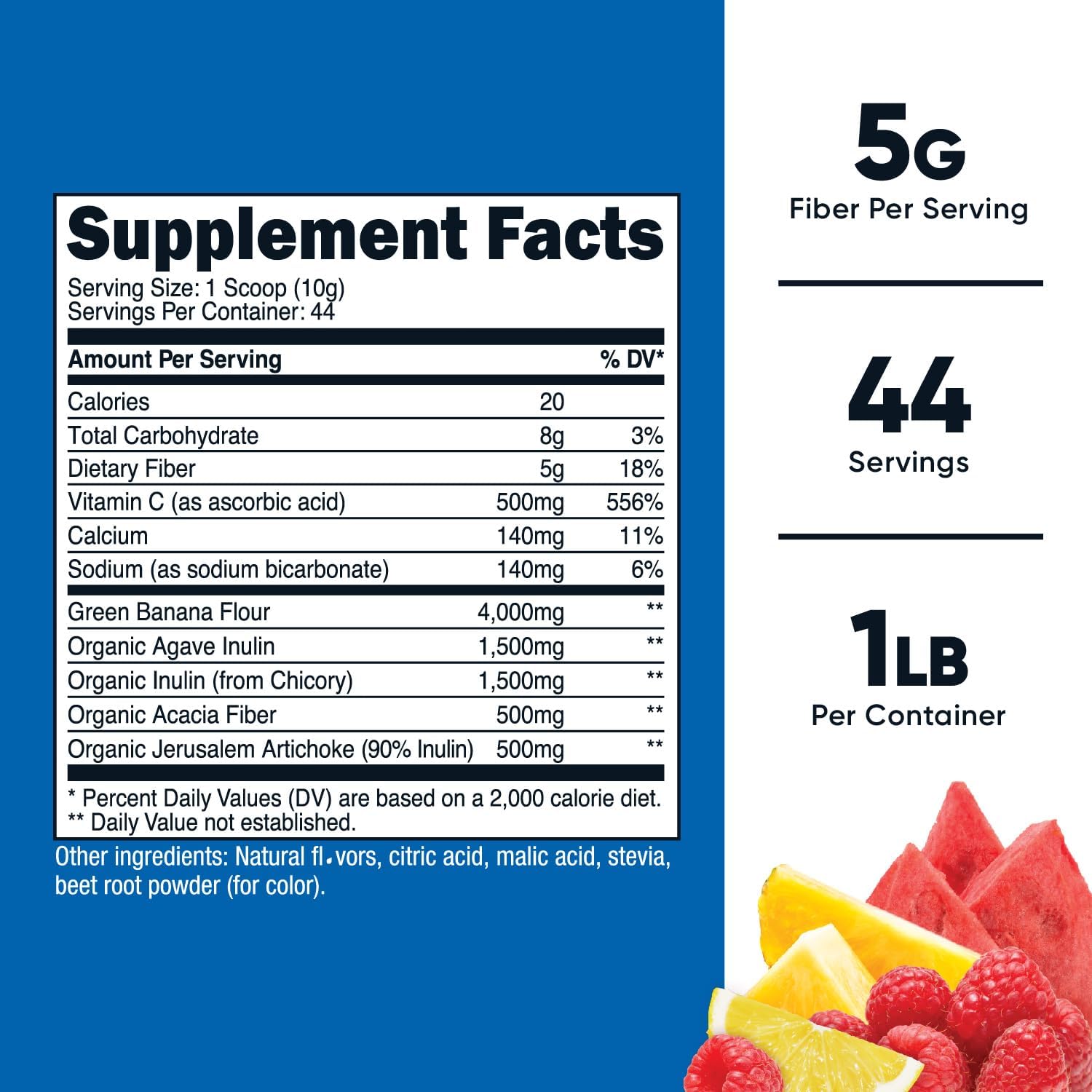 Nutricost Fruit Punch Prebiotic Fiber Powder - 1 LB, Soluble Plant Fiber Blend for Digestive Health