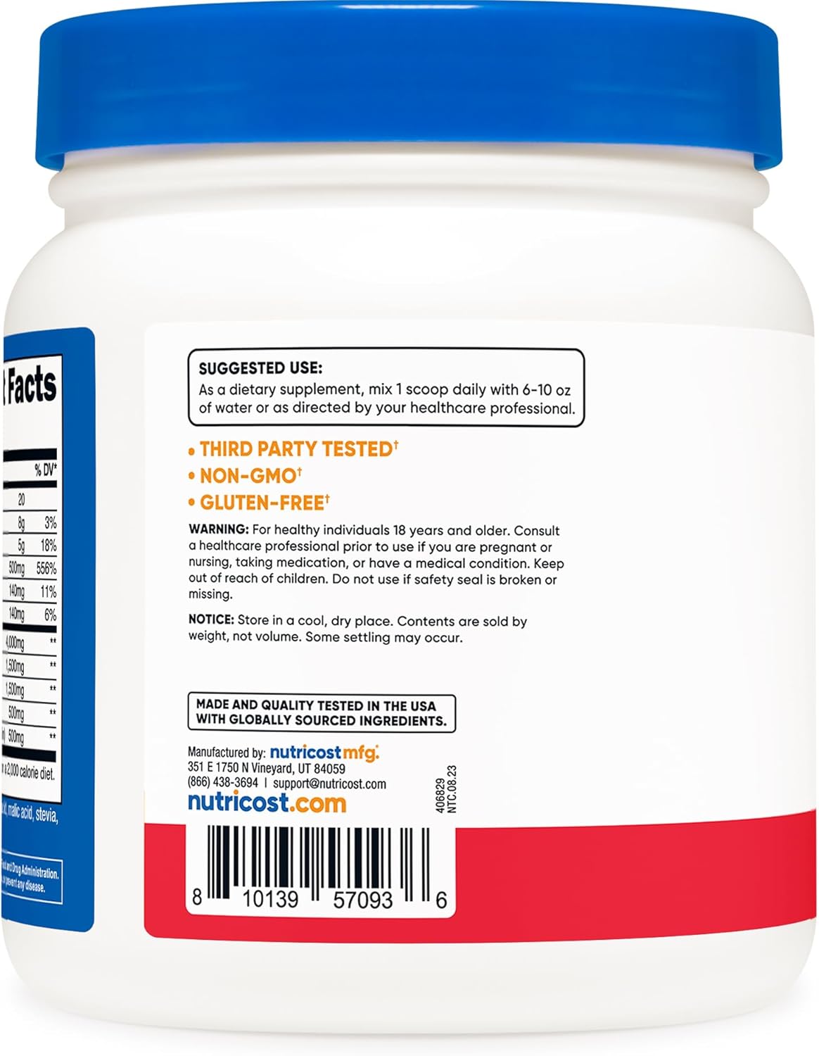 Nutricost Fruit Punch Prebiotic Fiber Powder - 1 LB, Soluble Plant Fiber Blend for Digestive Health
