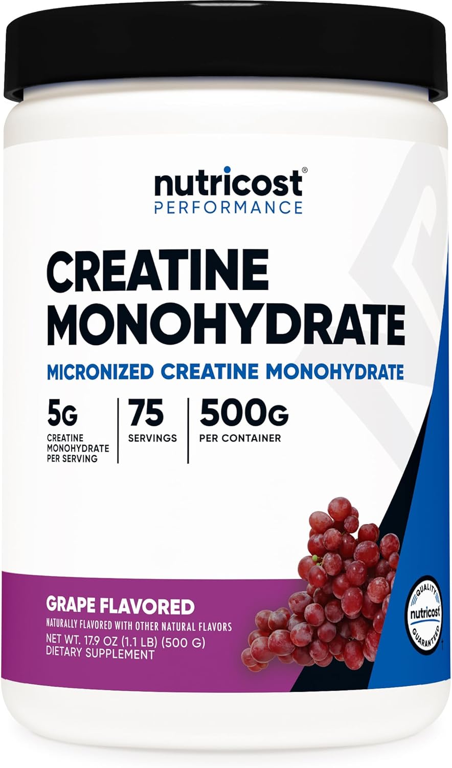 Nutricost Grape Creatine Monohydrate Powder - Micronized Vegan Supplement - 500g - Non-GMO, Gluten-Free