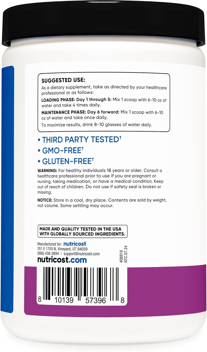 Nutricost Grape Creatine Monohydrate Powder - Micronized Vegan Supplement - 500g - Non-GMO, Gluten-Free