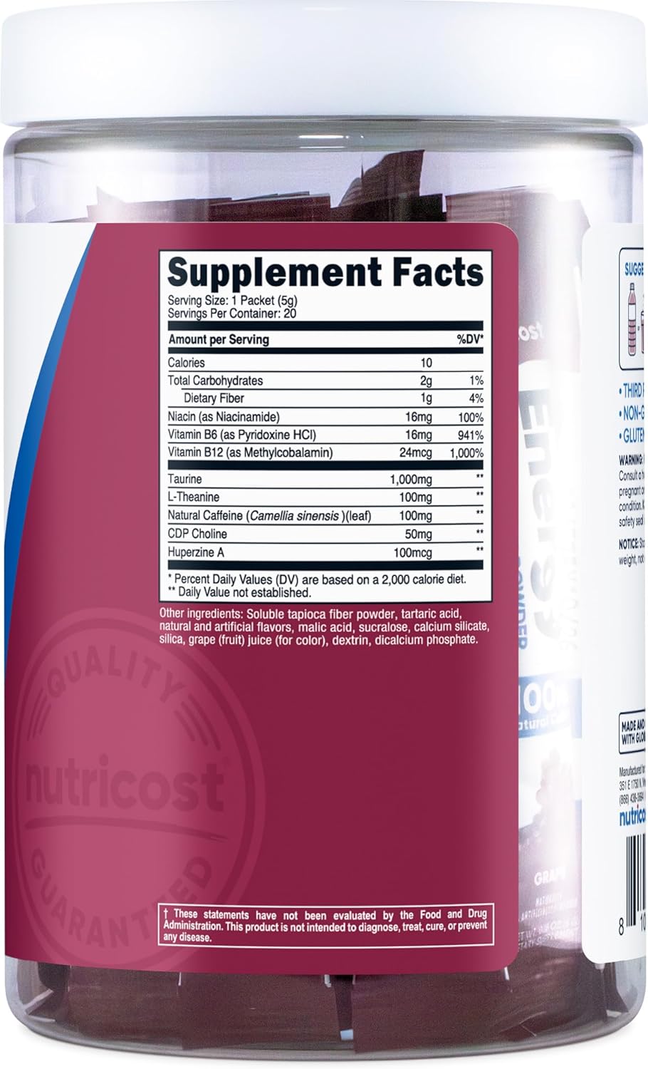 Nutricost Grape Energy Complex Stickpack - 20 Servings, Gluten-Free & Non-GMO
