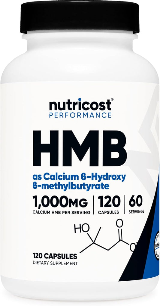 Nutricost HMB 1000mg - Beta-Hydroxy Beta-Methylbutyrate Supplement - 120 Capsules, 60 Servings - Gluten Free, Non-GMO