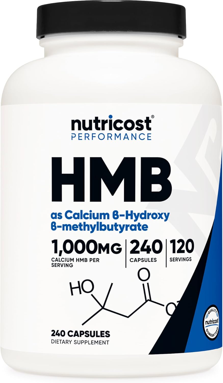 Nutricost HMB 1000mg Capsules - 240 Count, 120 Servings - Gluten Free and Non-GMO - 500mg Per Capsule