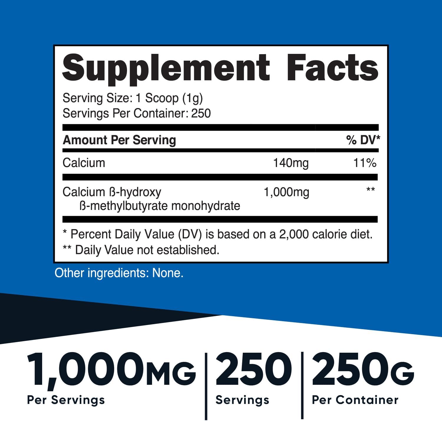 Nutricost HMB Powder - Gluten Free & Non-GMO - 250g Beta-Hydroxy Beta-Methylbutyrate Formula