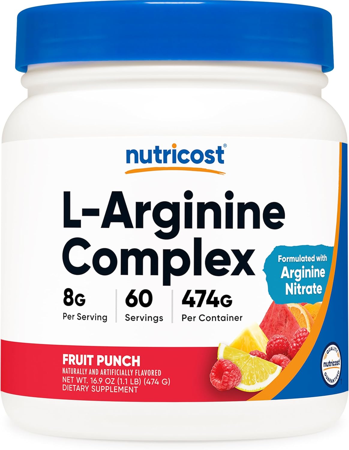 Nutricost L-Arginine Complex Fruit Punch Flavor - 60 Servings, Gluten Free & Non-GMO