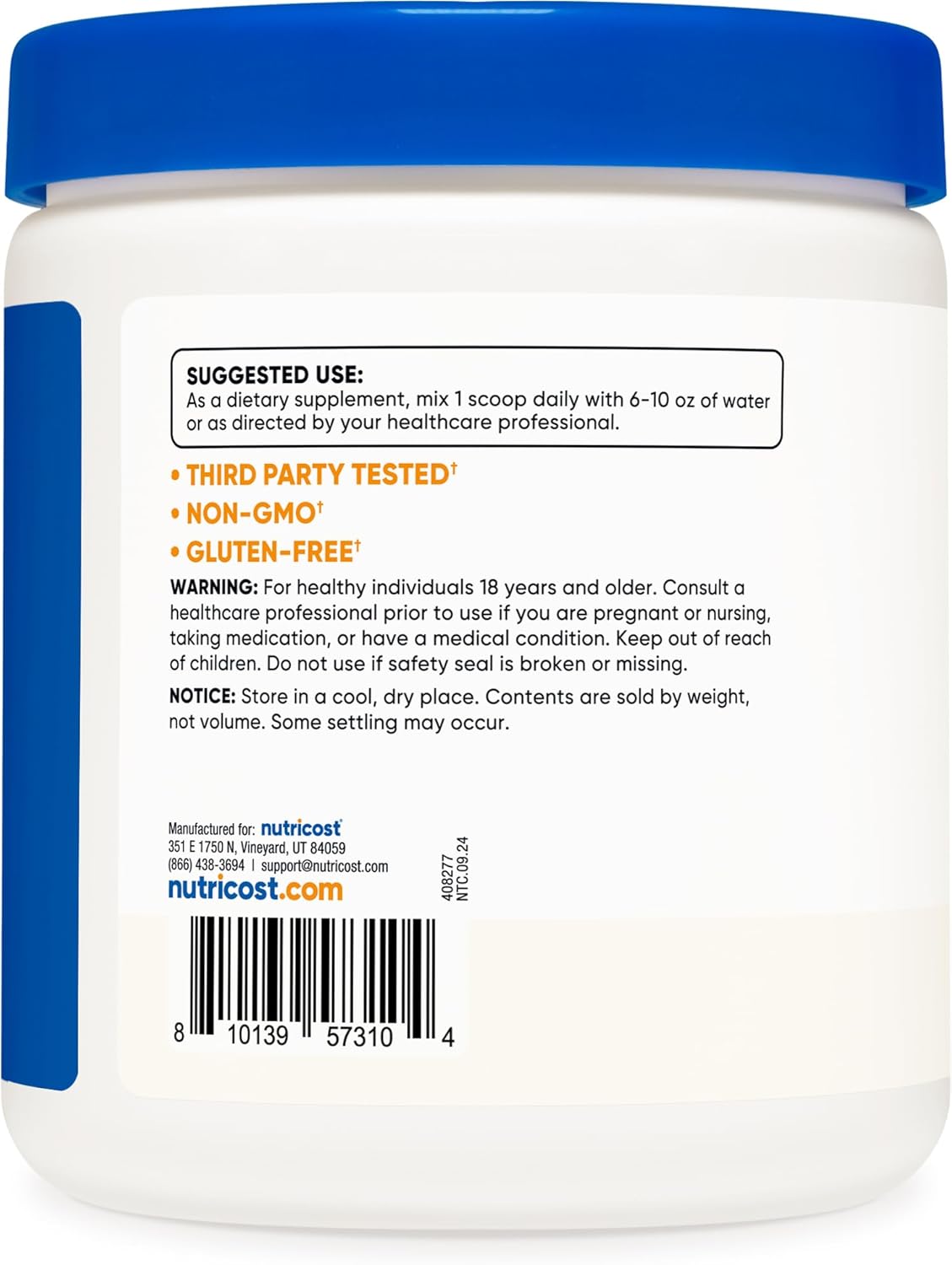 Nutricost L-Carnitine Tartrate Powder - 250g, 1g per Serving, 245 Servings