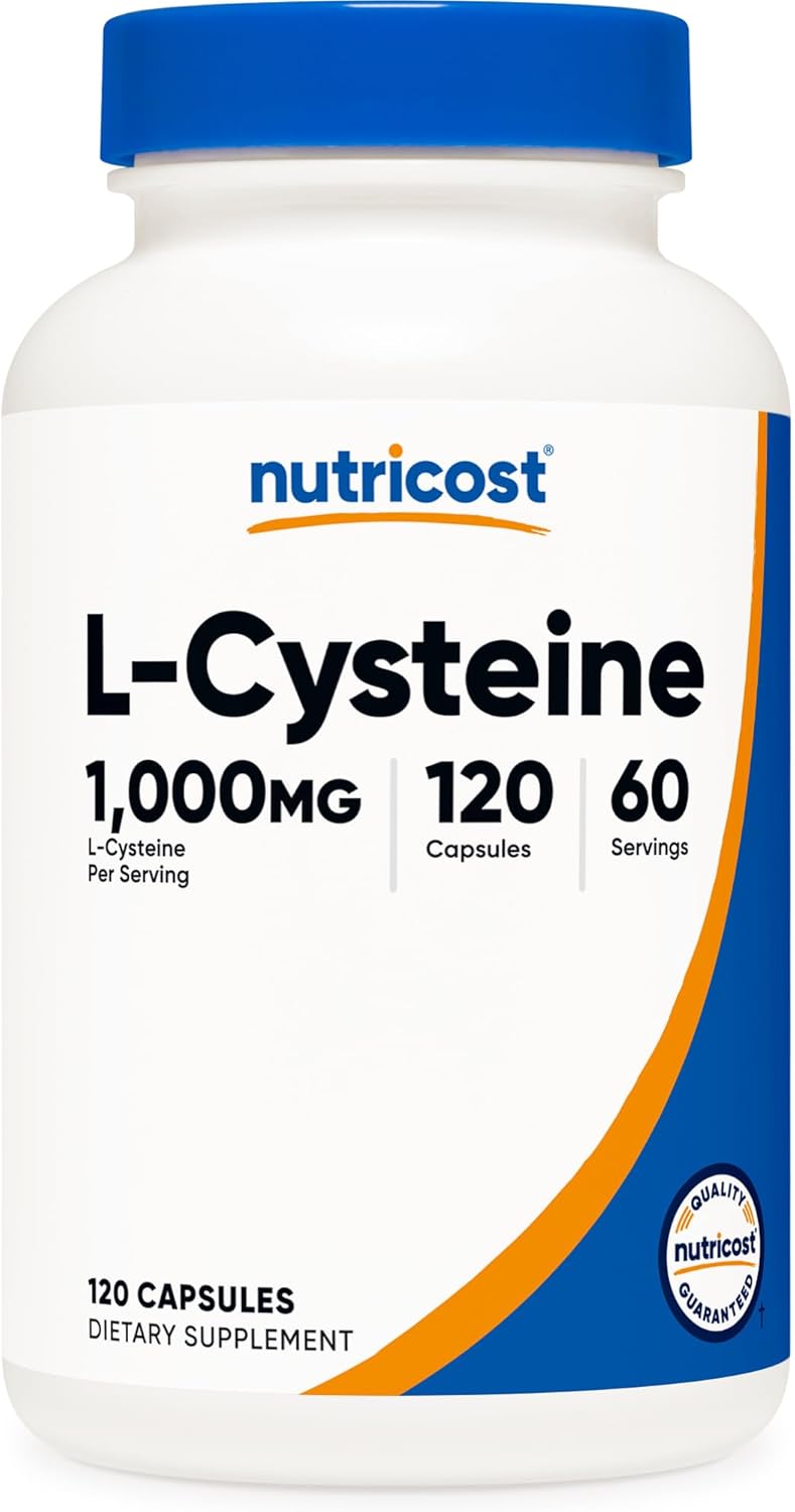 Nutricost L-Cysteine 1000mg Capsules - Non-GMO, Gluten Free, 120 Count, 500mg Per Capsule