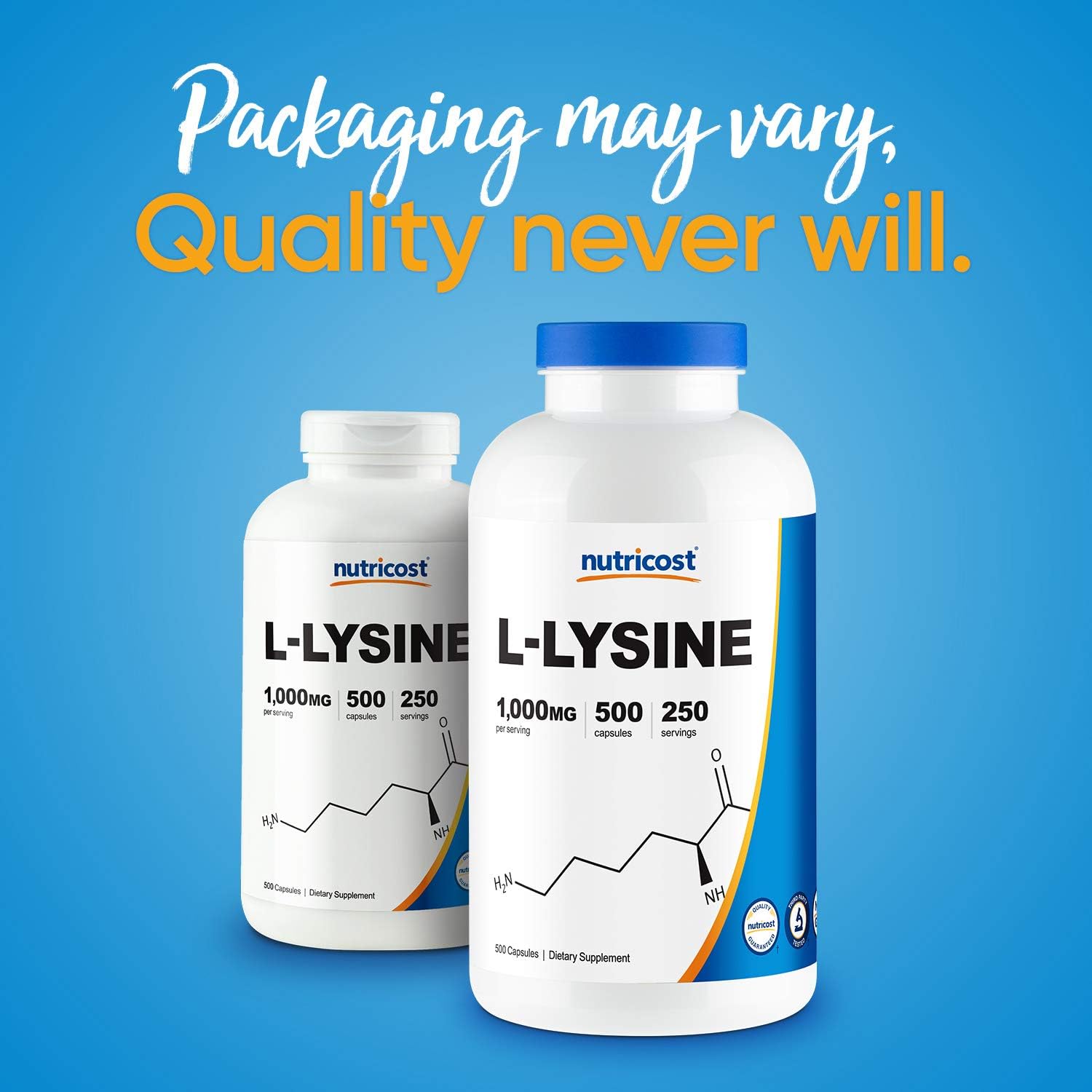 Nutricost L-Lysine 500mg, 500 Capsules - Triple Pack, 1000mg Per Serving