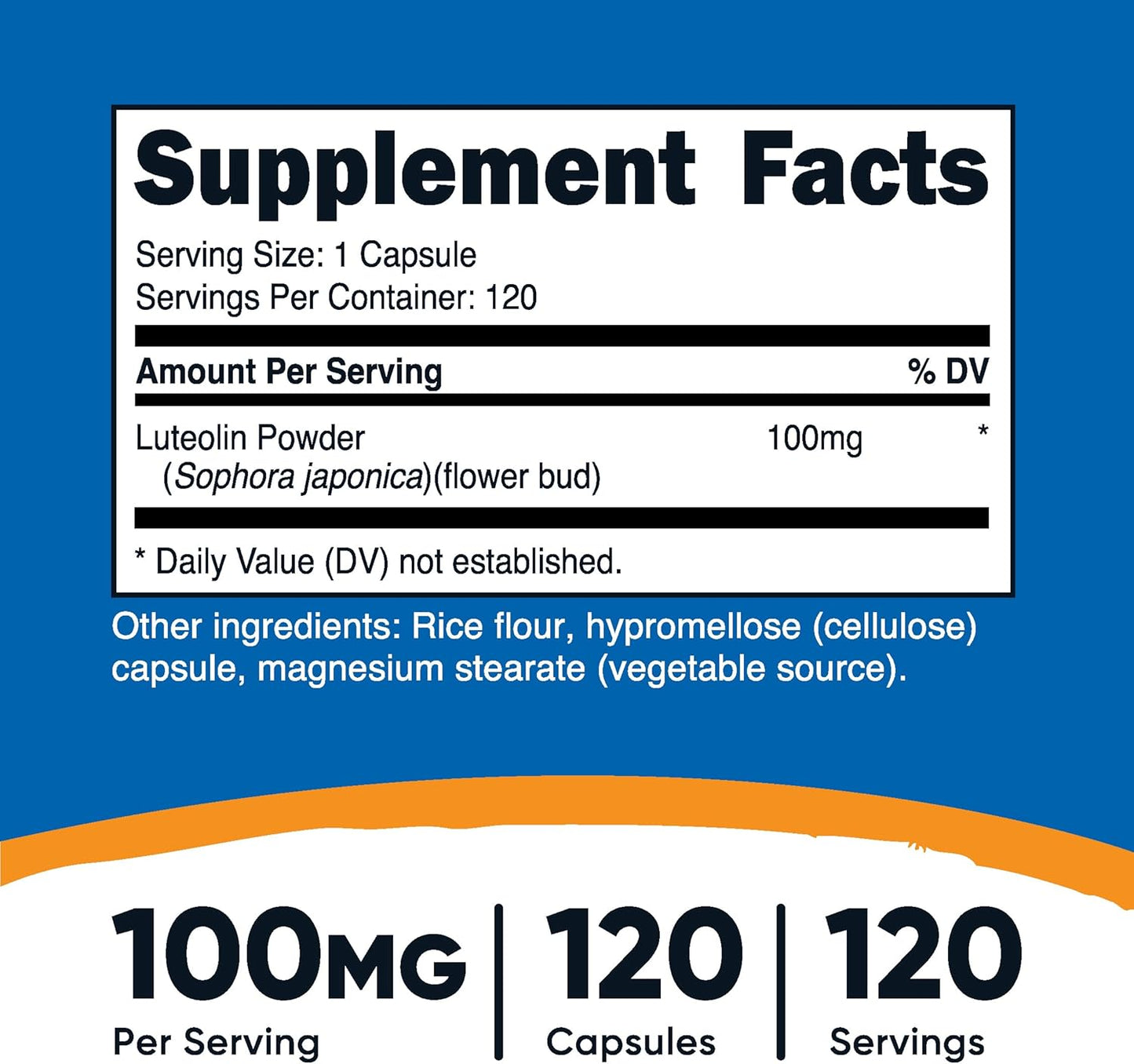 Nutricost Luteolin 100mg Capsules - 120 Count, Vegetarian, Non-GMO, Gluten-Free