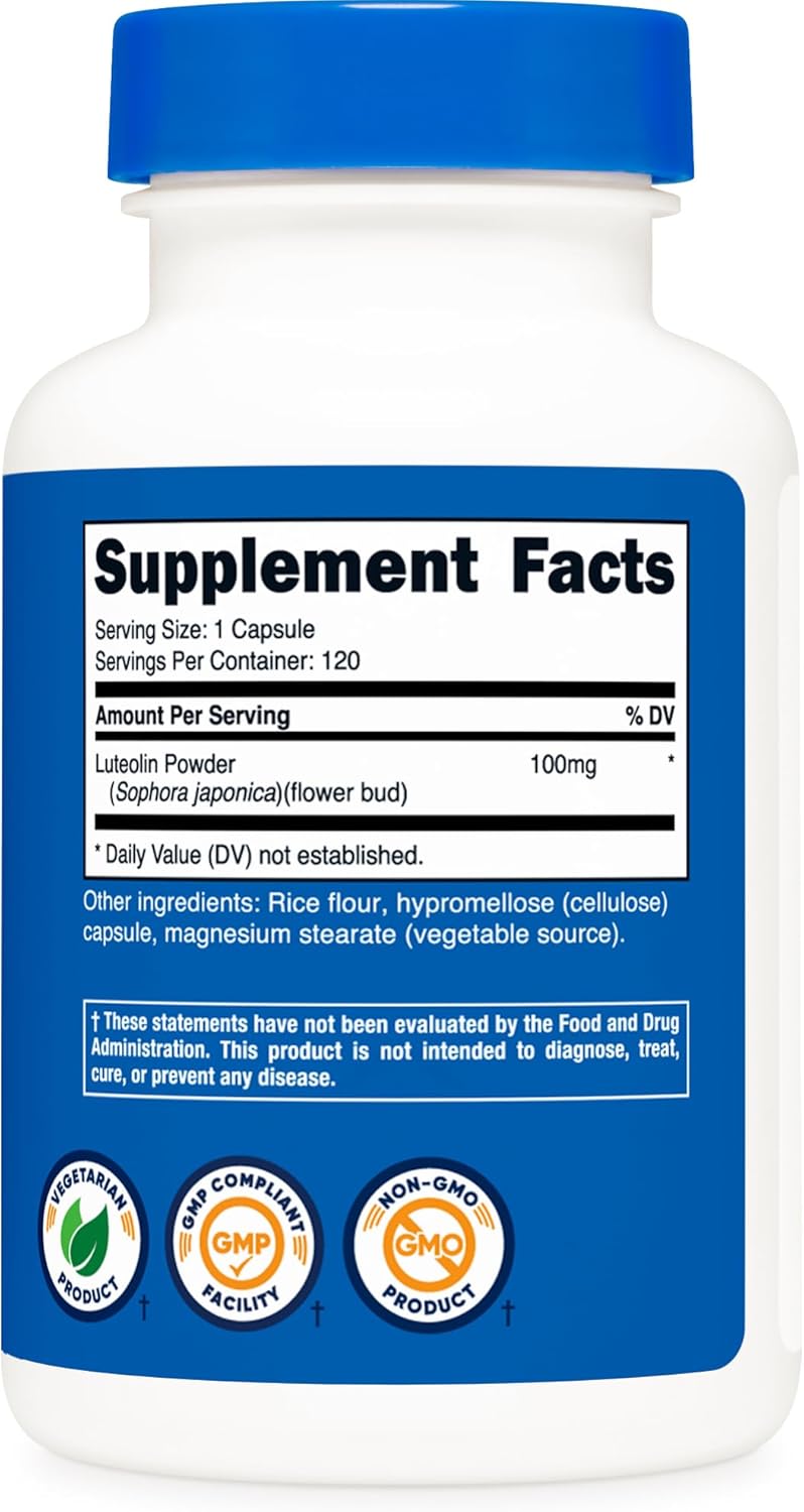 Nutricost Luteolin 100mg Capsules - 120 Count, Vegetarian, Non-GMO, Gluten-Free