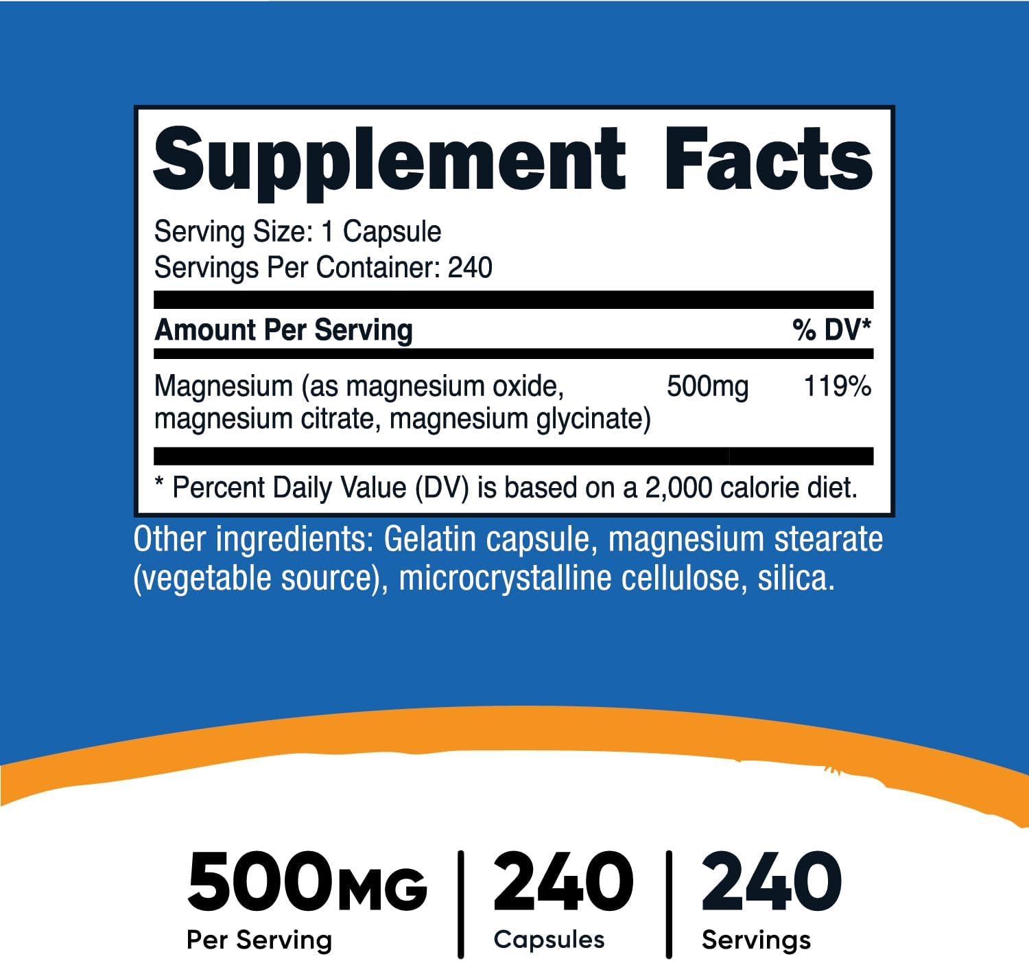 Nutricost Magnesium Complex 500mg - 240 Capsules, Gluten Free, Non-GMO - Includes Magnesium Oxide, Citrate, and Glycinate