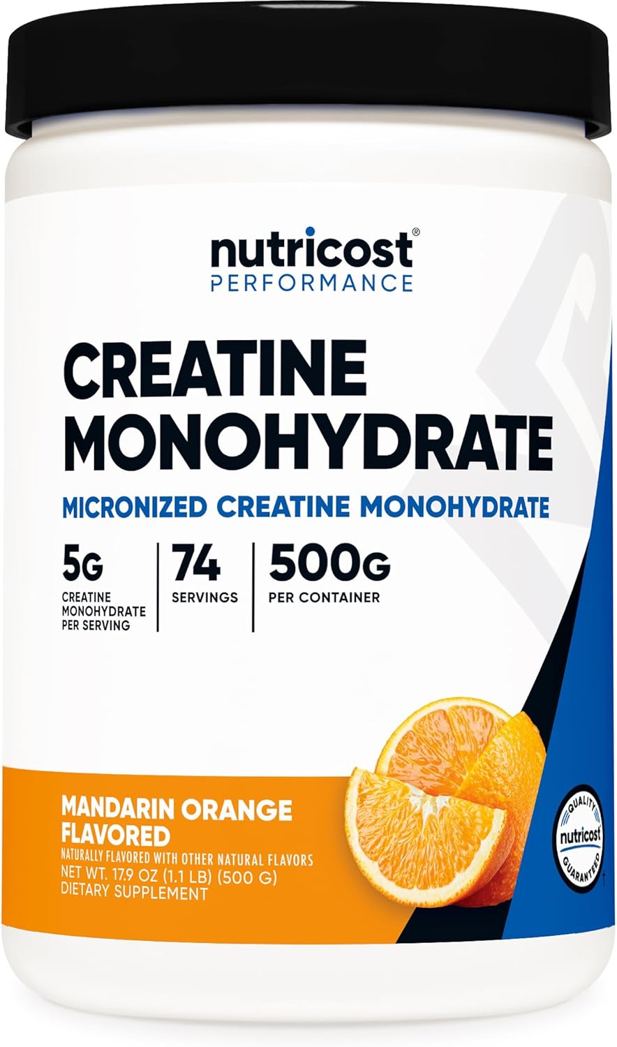 Nutricost Mandarin Orange Creatine Monohydrate Powder - 500g Micronized Supplement for Vegans - Non-GMO & Gluten-Free